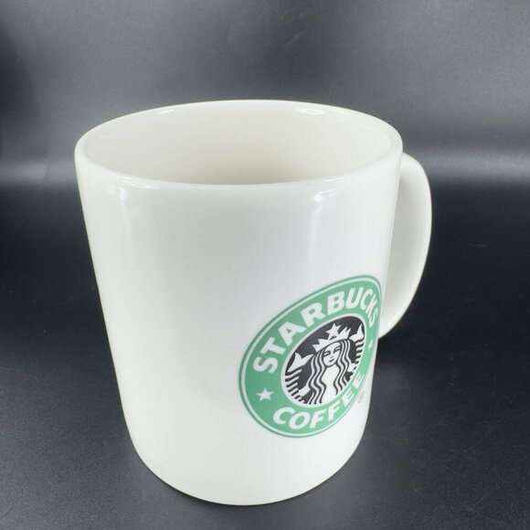 2004 STARBUCKS 12 Oz Coffee Mug Cup Green Black White Older Mermaid Logo Ceramic - Picture 10 of 10